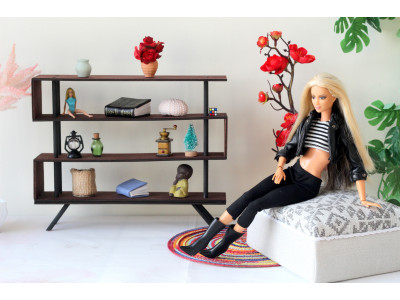 S-shaped bookcase