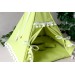 Teepee tent for dolls, green pom pom 1:6 scale 