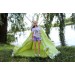 Teepee tent for dolls, green pom pom 1:6 scale 