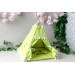 Teepee tent for dolls, green pom pom 1:6 scale 