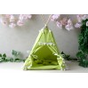 Teepee tent for dolls, green pom pom 1:6 scale 