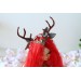 Minifee doll wig with deer horns 10’’ fairy red curl 1:4 scale