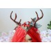 Minifee doll wig with deer horns 10’’ fairy red curl 1:4 scale