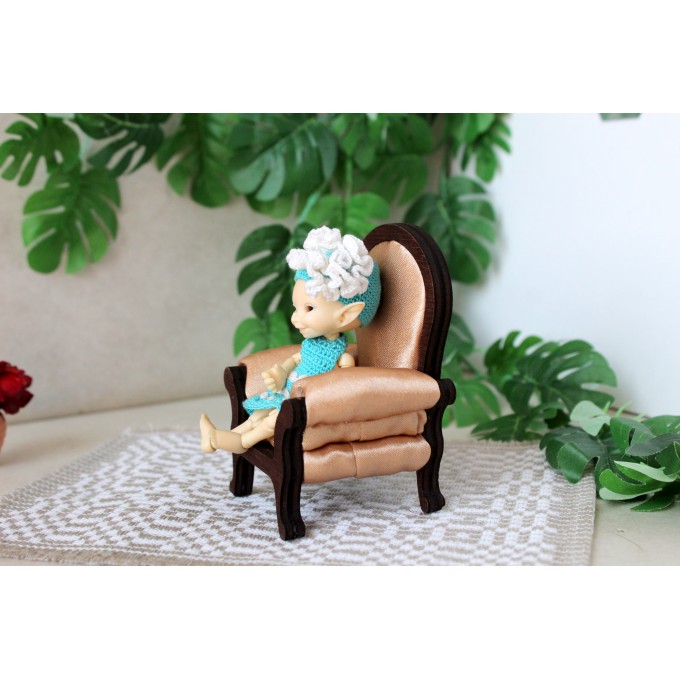 Miniature retro chair 1:12 scale wooden dollhouse furniture