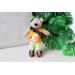 Crochet teddy bear tourist with clothes. Small cute 