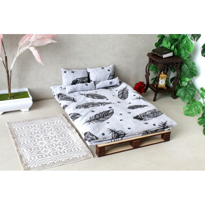 Miniature bedding set 1:6 scale bedspread 