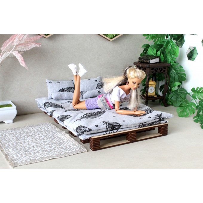 Miniature bedding set 1:6 scale bedspread 