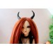 Minifee doll wig with deer horns 10’’ fairy red curl 1:4 scale