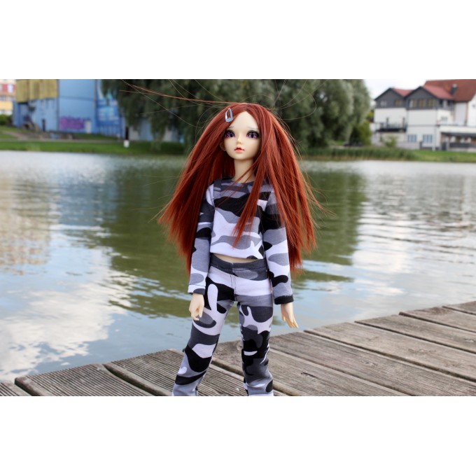 Minifee doll army outfit military gray camouflage pants