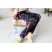 Minifee neon pants slim, splatter paint graffiti print l