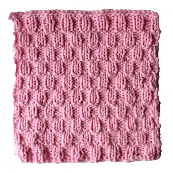 Miniature knitted blanket, pink square dollhouse