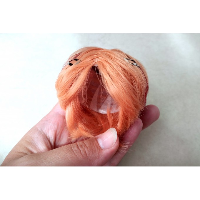 Short peach wig for Minifee BJD doll, 1:4 scale stylish hair