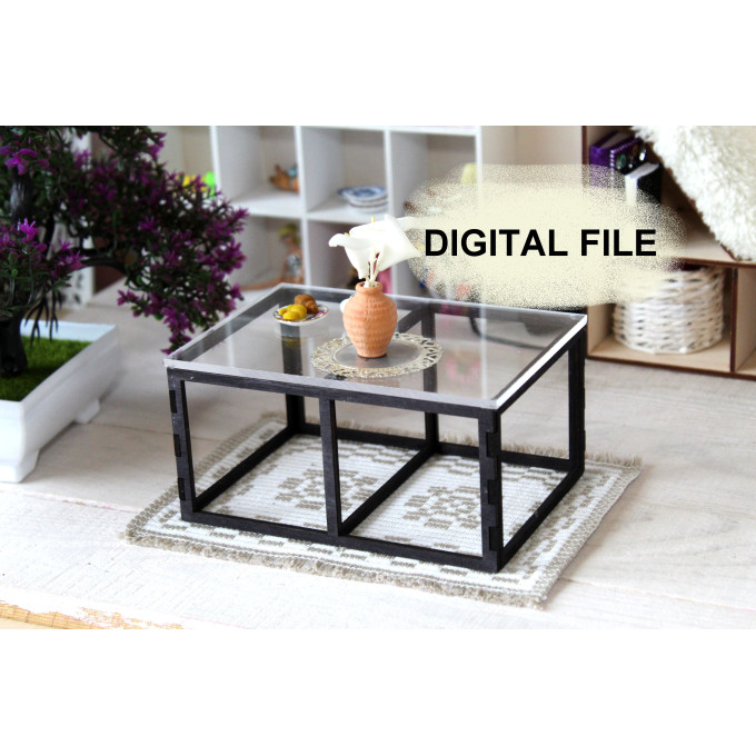 Miniature modern table digital file, laser cut dollhouse