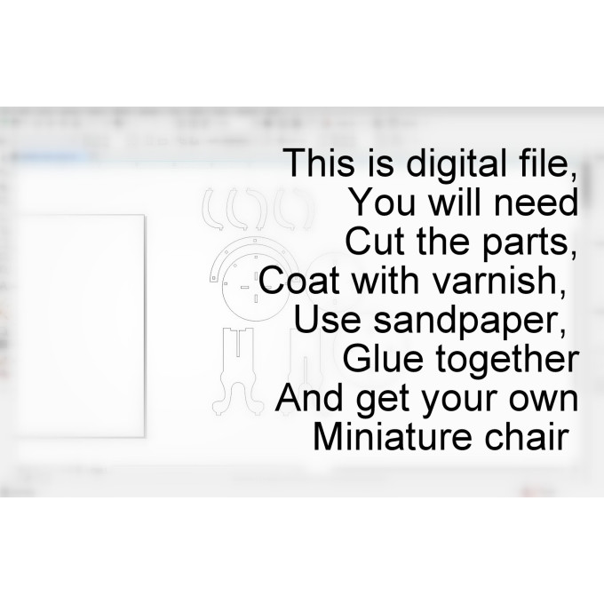 Minifee doll chair digital file, 1:4 scale miniature furniture