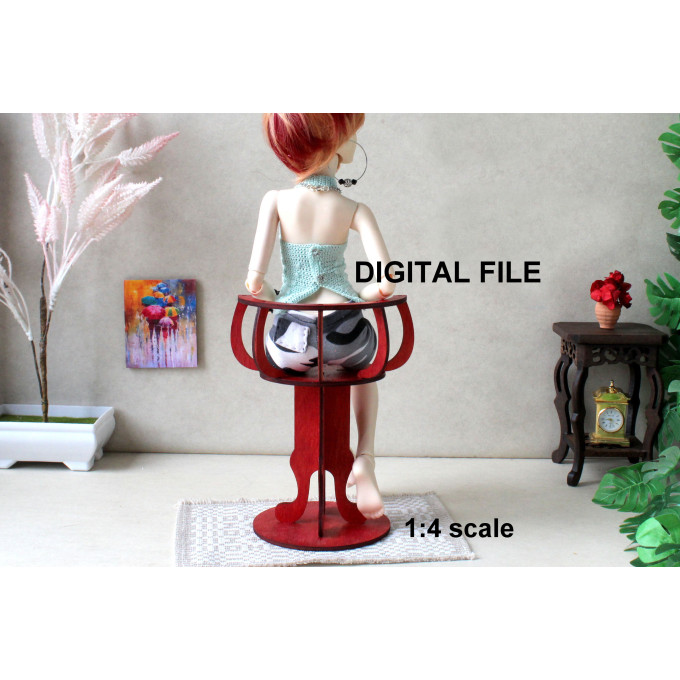 Minifee doll chair digital file, 1:4 scale miniature furniture