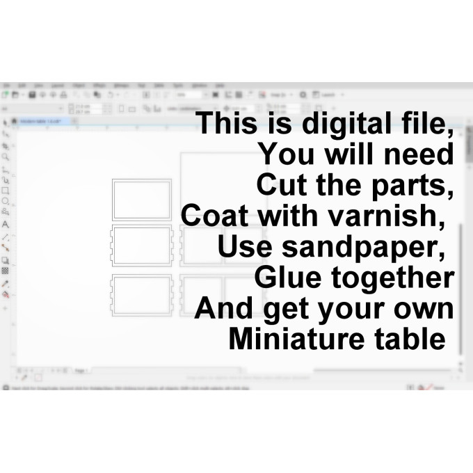 Miniature modern table digital file, laser cut dollhouse