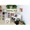 Miniature desk with chair digital download, 1:6 scale