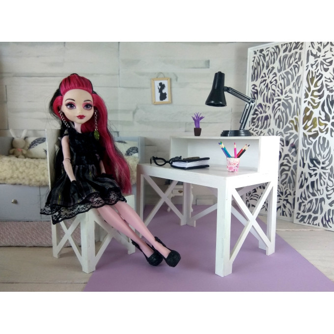 Miniature desk with chair digital download, 1:6 scale