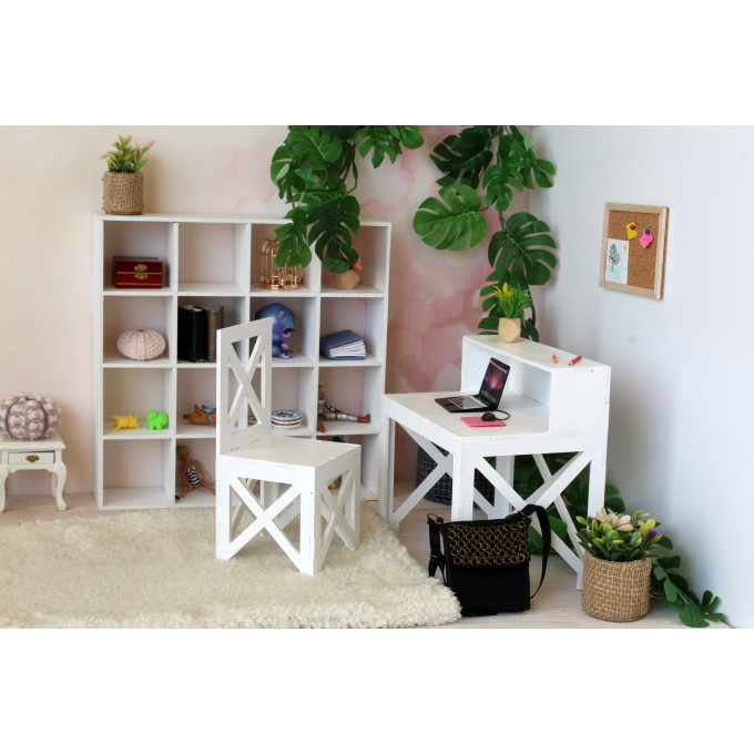 Miniature desk with chair digital download, 1:6 scale