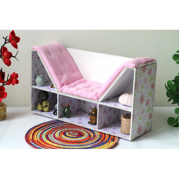 Miniature bookcase chair digital file, dollhouse