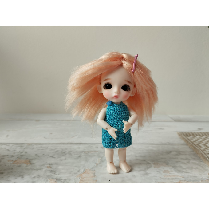 Lati White doll wig, 1:12 scale BJD doll viscose blond coral