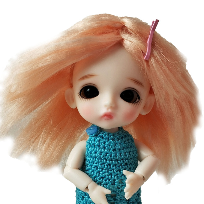 Lati White doll wig, 1:12 scale BJD doll viscose blond coral