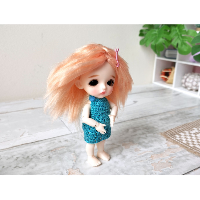 Lati White doll wig, 1:12 scale BJD doll viscose blond coral