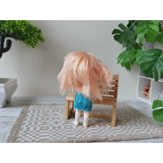 Lati White doll wig, 1:12 scale BJD doll viscose blond coral