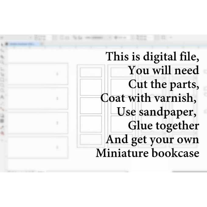 Miniature modern bookcase digital file template