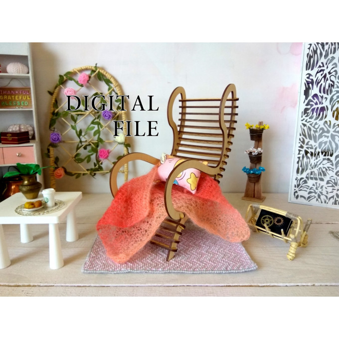 Dollhouse parametric chair digital file, modern 