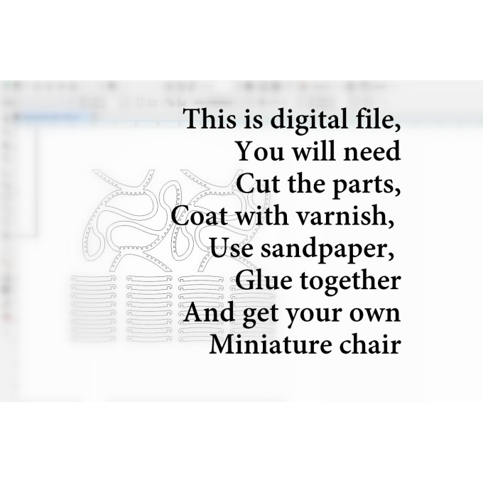 Dollhouse parametric chair digital file, modern 