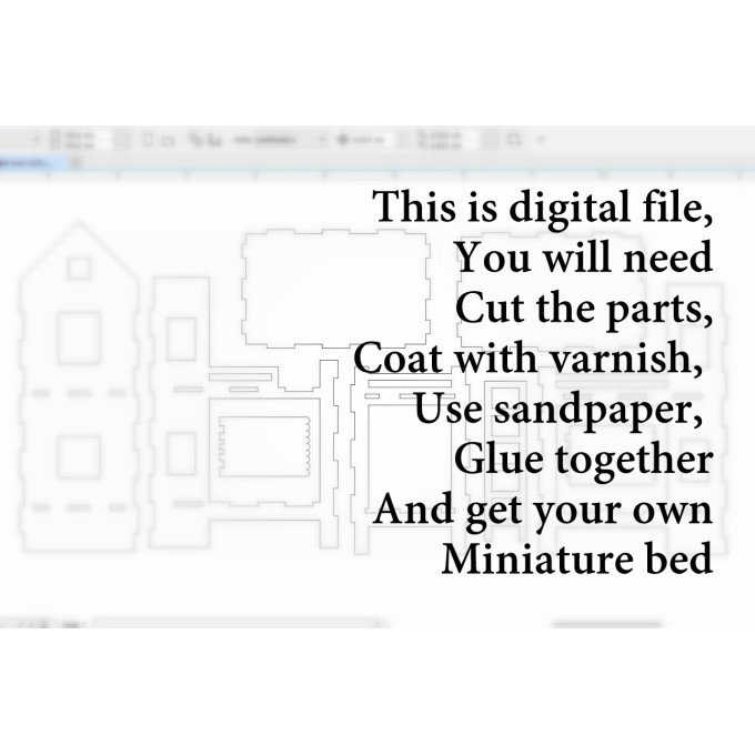 Miniature bunk bed digital file, 1:12 scale dollhouse