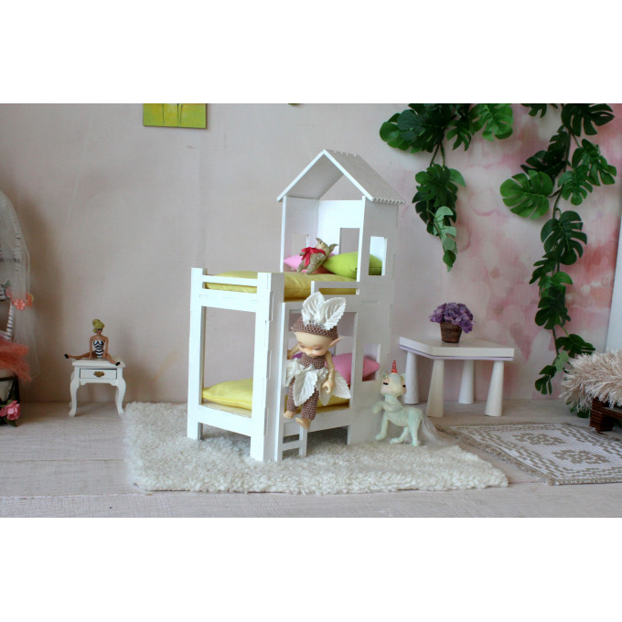 Miniature bunk bed digital file, 1:12 scale dollhouse