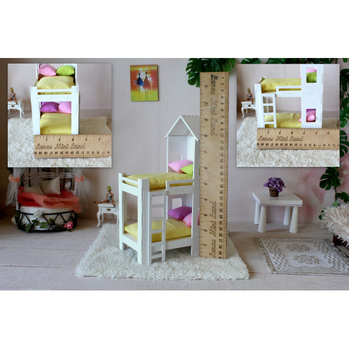 Miniature bunk bed digital file, 1:12 scale dollhouse