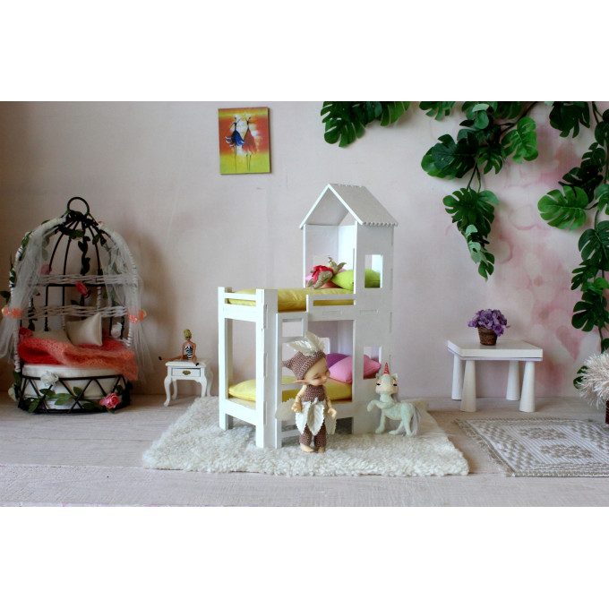 Miniature bunk bed digital file, 1:12 scale dollhouse