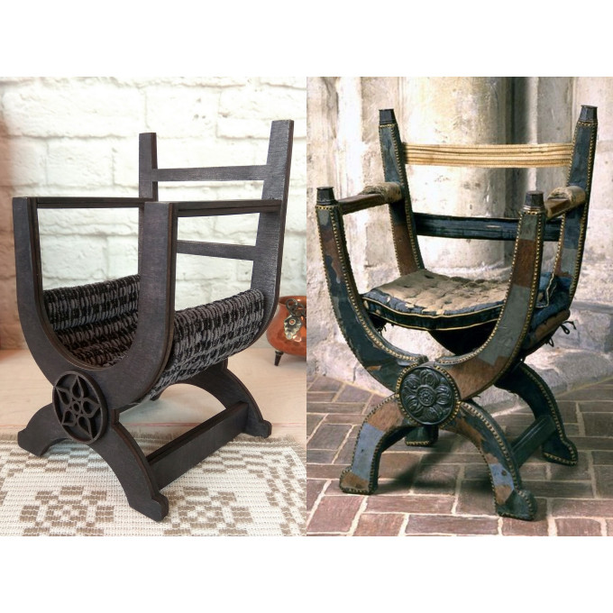 Miniature Tudor chair digital file, 1:6 scale castle 