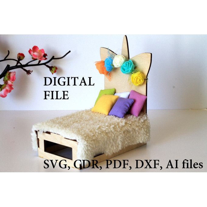 Miniature unicorn bed kit instant download file DIY doll