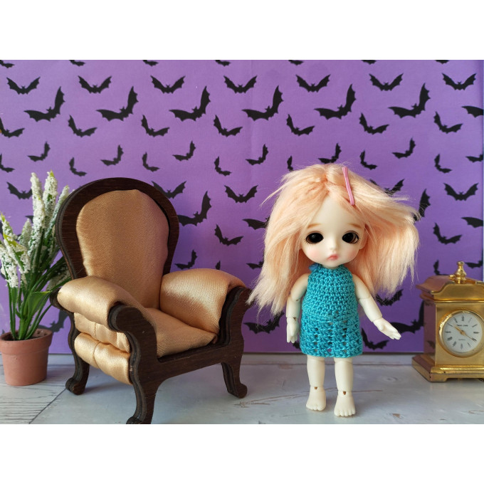 Dollhouse wallpaper Halloween style with bat digital
