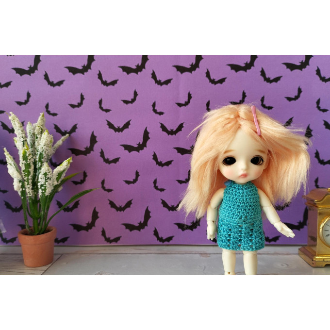 Dollhouse wallpaper Halloween style with bat digital