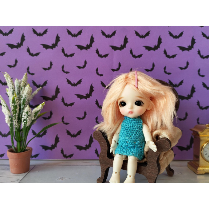 Dollhouse wallpaper Halloween style with bat digital