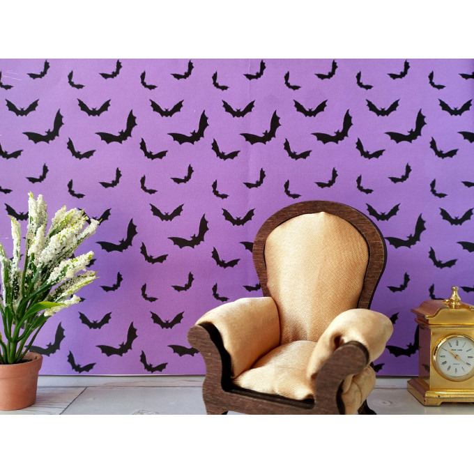 Dollhouse wallpaper Halloween style with bat digital