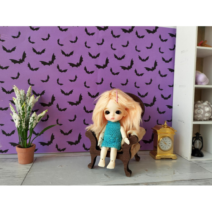 Dollhouse wallpaper Halloween style with bat digital