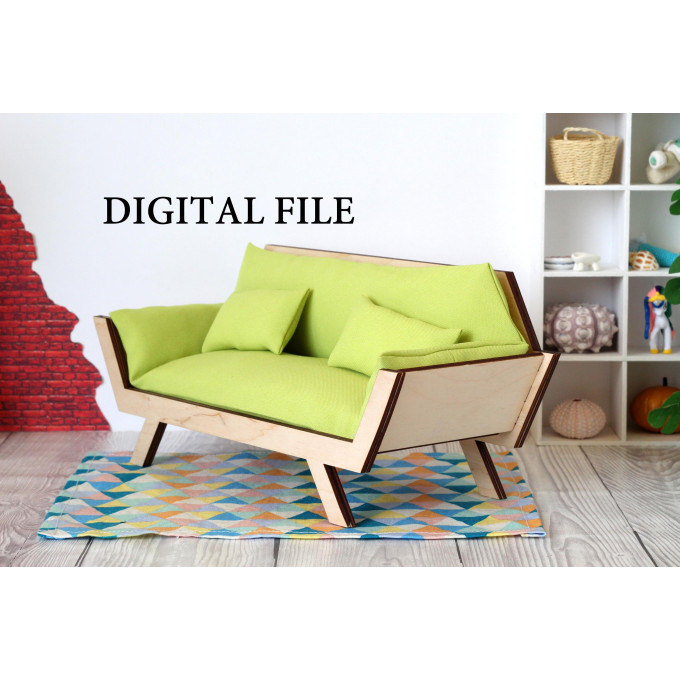 Miniature sofa hexagon shape download file kit