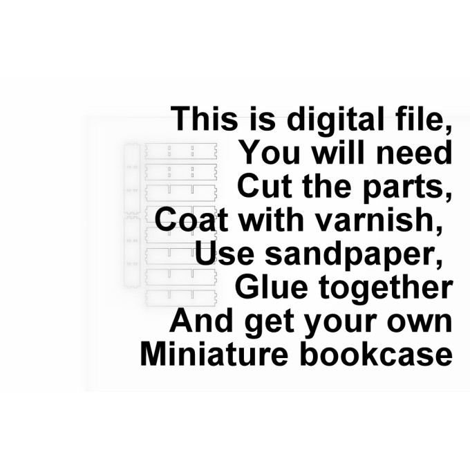 Miniature bookcase digital file kit, dollhouse 