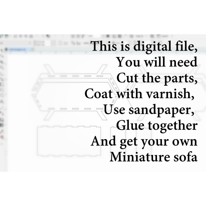 Miniature sofa hexagon shape download file kit