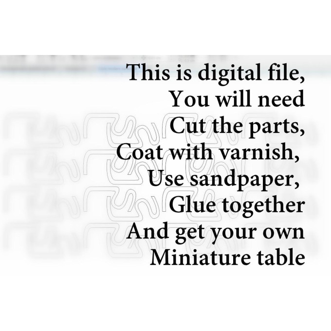 Miniature modern curled table download laser cut digital file