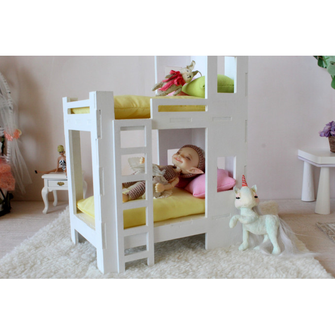 Miniature bunk bed digital file, 1:12 scale dollhouse