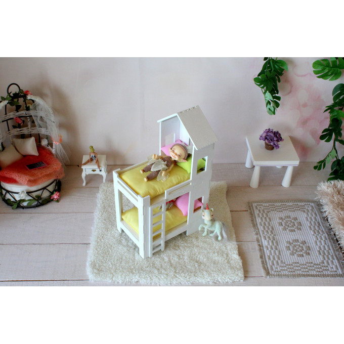Miniature bunk bed digital file, 1:12 scale dollhouse