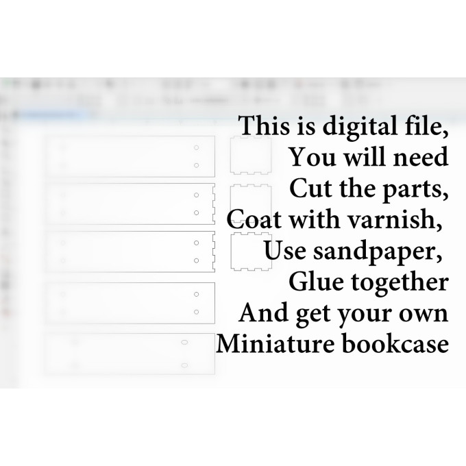 Miniature industrial modern bookcase digital file kit