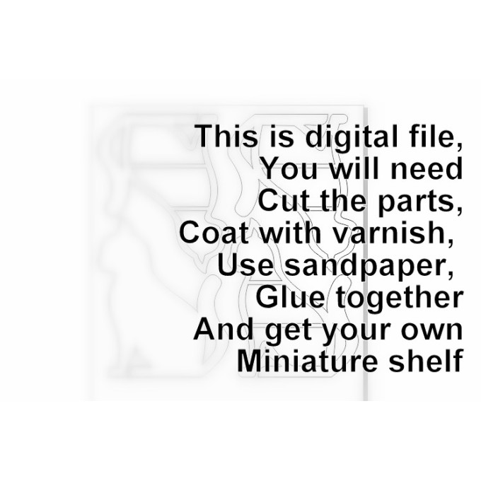 Tiny dollhouse cat shelf digital file, download miniature